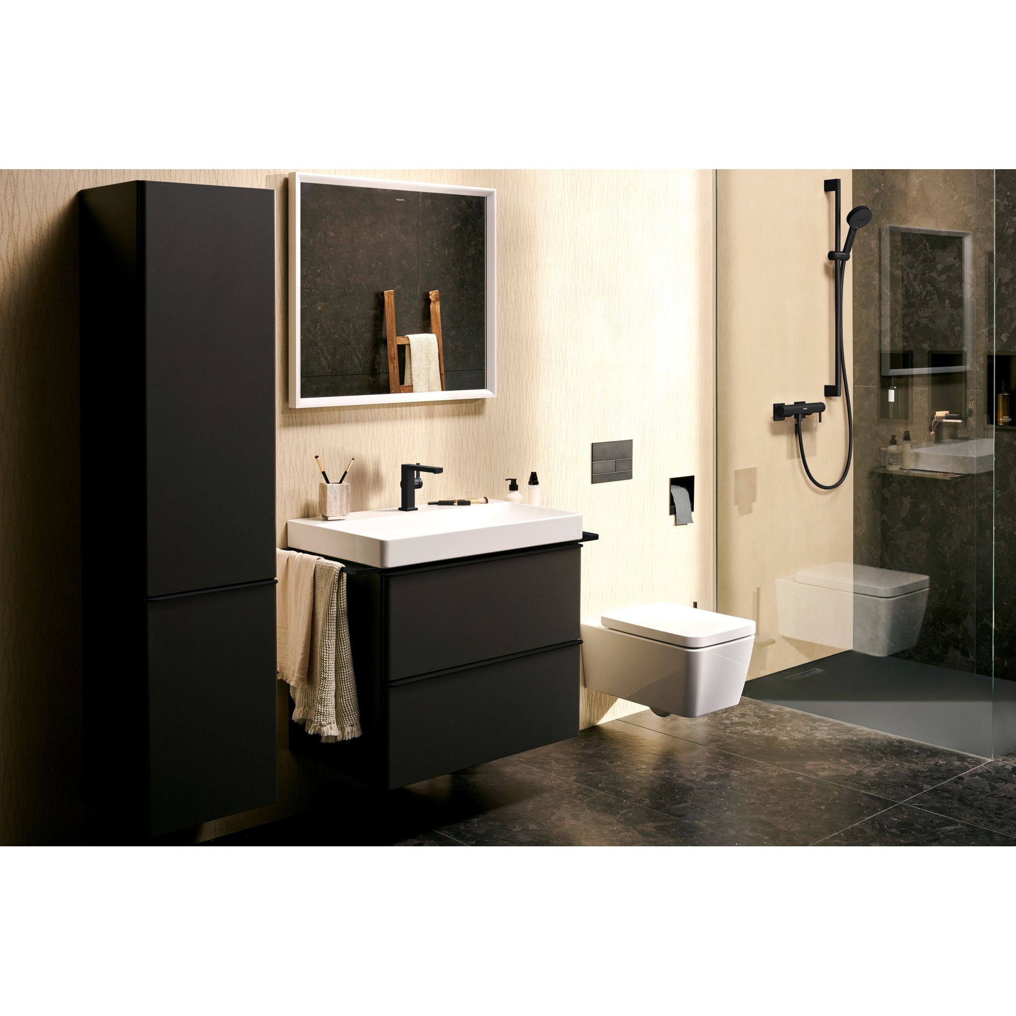 Pulsify Select S Set de douche 105 3 jets Relaxation avec barre C 90 cm noir mat