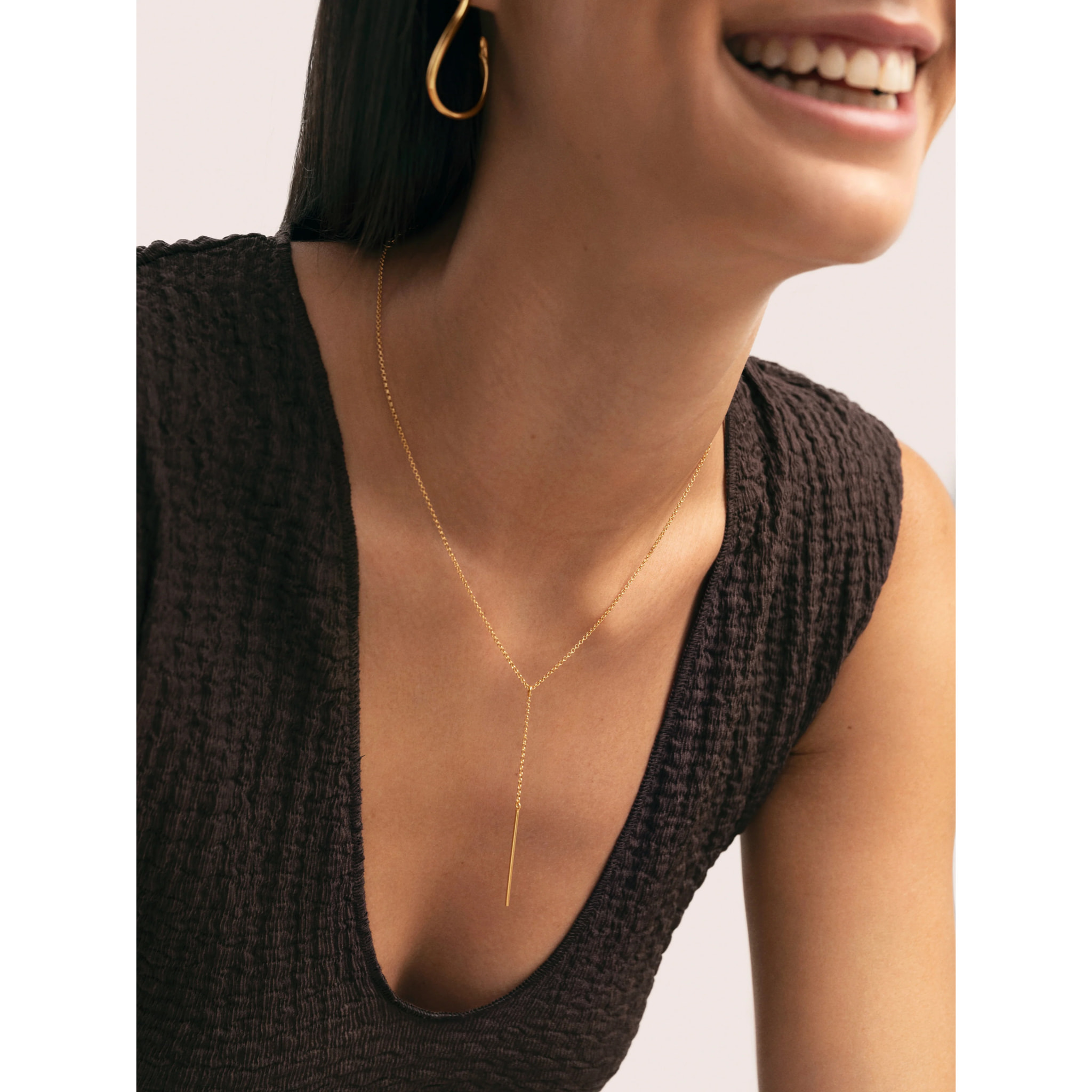 Collar Y Stick Plata Baño Oro