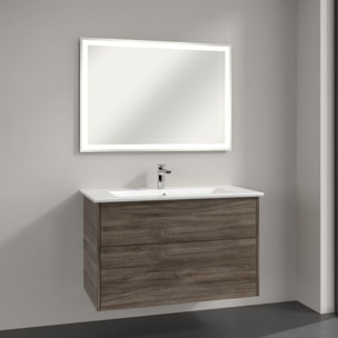 Set meuble avec vasque Finero Villeroy & Boch 80cm Chêne stone oak avec miroir avec éclairage