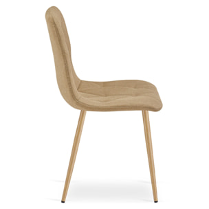 Sedia Libra in tessuto marrone e gambe effetto legno