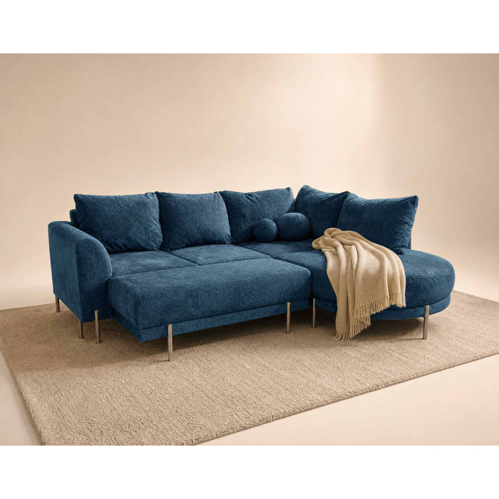 Gabin - pouf en velours texturé - Bleu