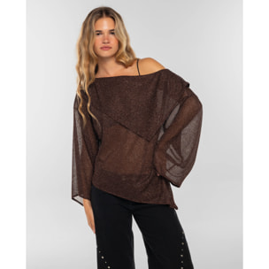Blusa de punto con lúrex y diseño asimétrico de mujer