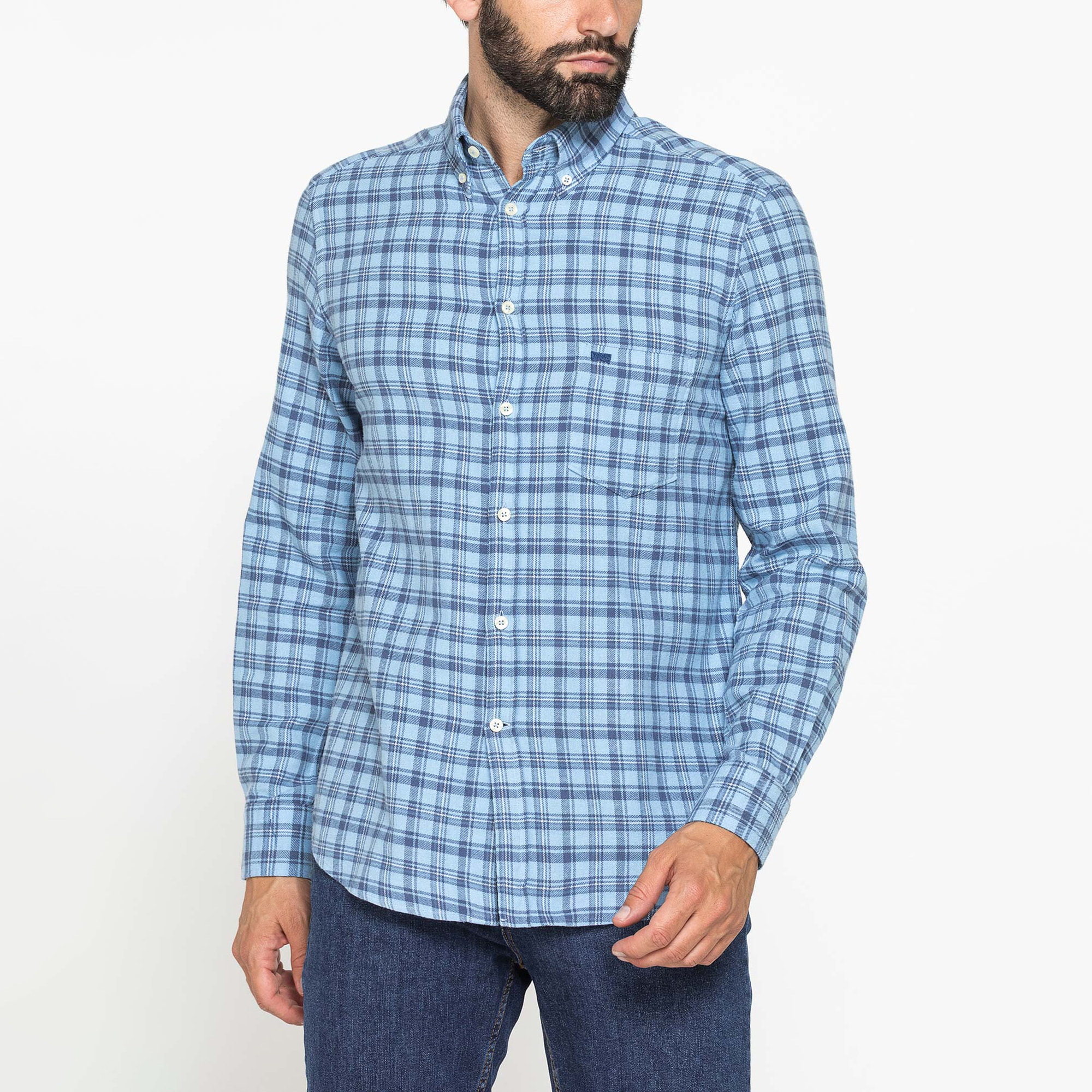 CAMICIA FANTASIA TINTO FILO IN FLANELLA LEGGERA