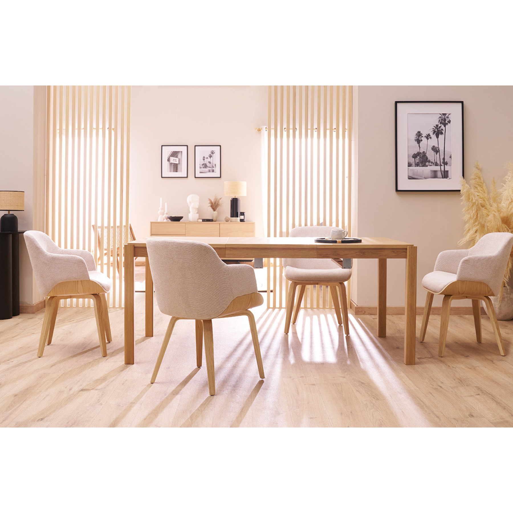 Chaise en tissu chenille gris et bois clair EARL