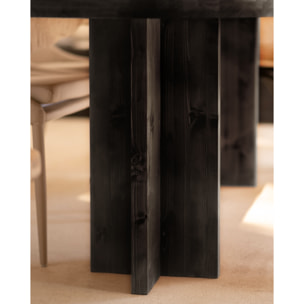 Mesa de comedor de madera maciza ovalada en tono negro de varias medidas