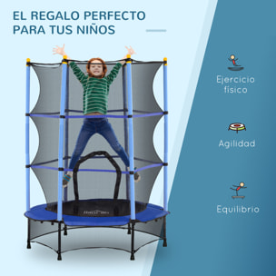 Cama Elástica Infantil Ø140x190 cm Trampolín para Niños de +3 Años con Red de Seguridad y Marco de Acero para Interior y Exterior