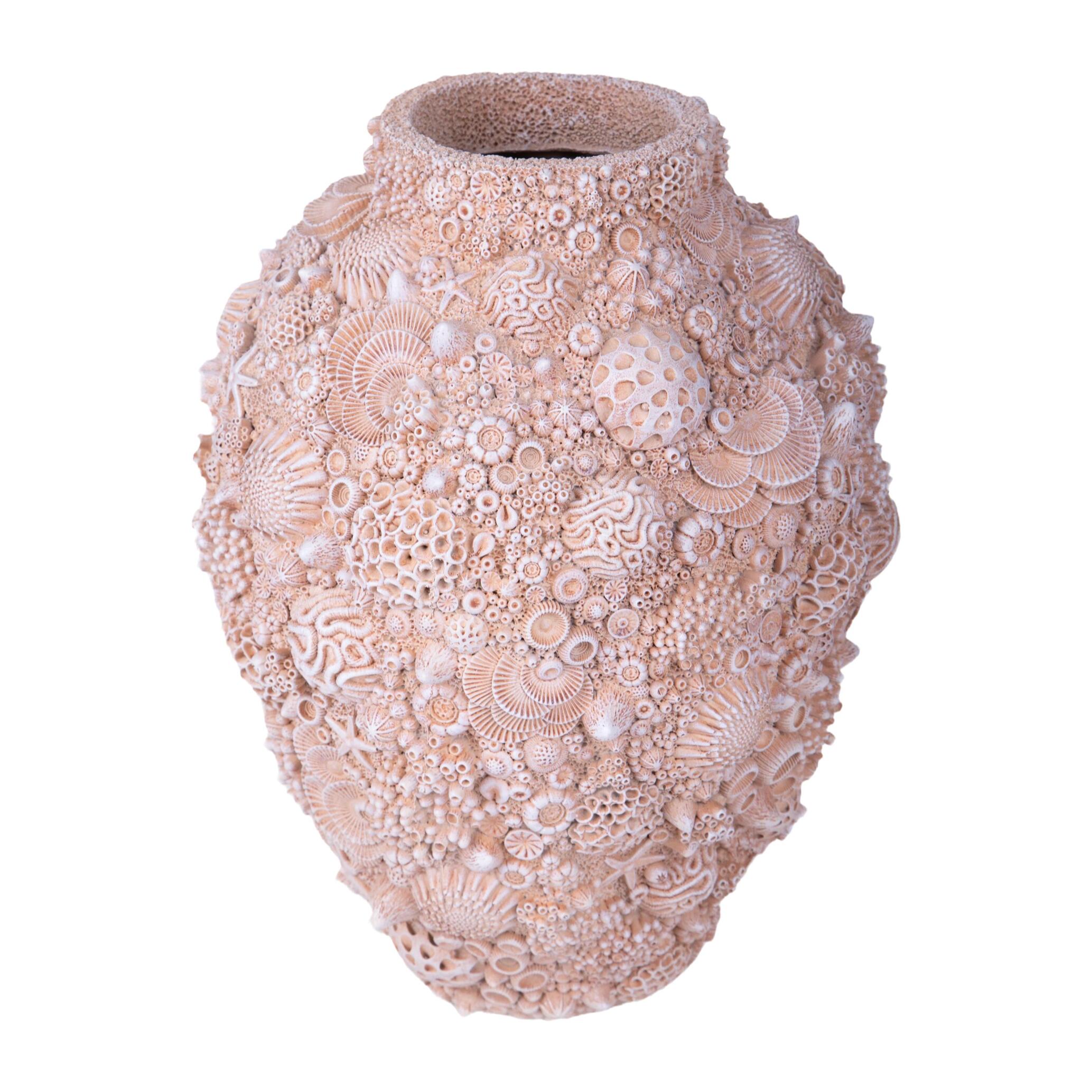 Anfora con conchiglie - Pezzi 1 - 26xH35x26cm - Colore: Terracotta - Bianchi Dino -