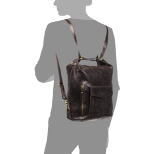 Irene Bolso de Hombro Mochila Mujer.Piel auténtica Gamuza Lavado a la Piedra