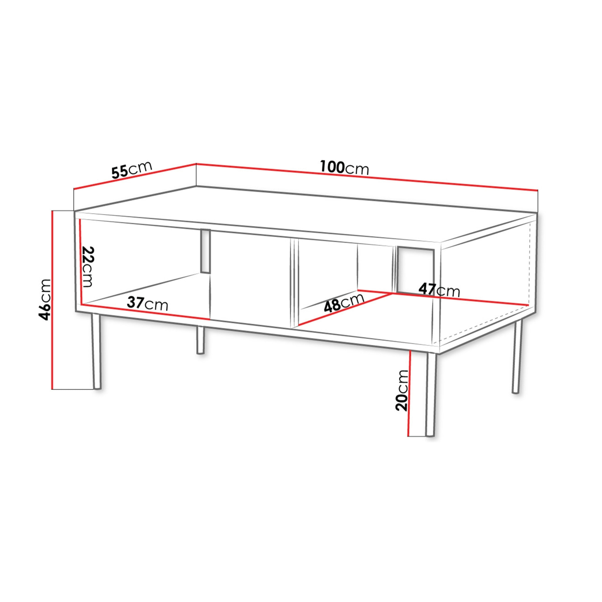 Salvador - table basse - effet bois - 100 cm - Bois