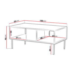 Salvador - table basse - effet bois - 100 cm - Bois