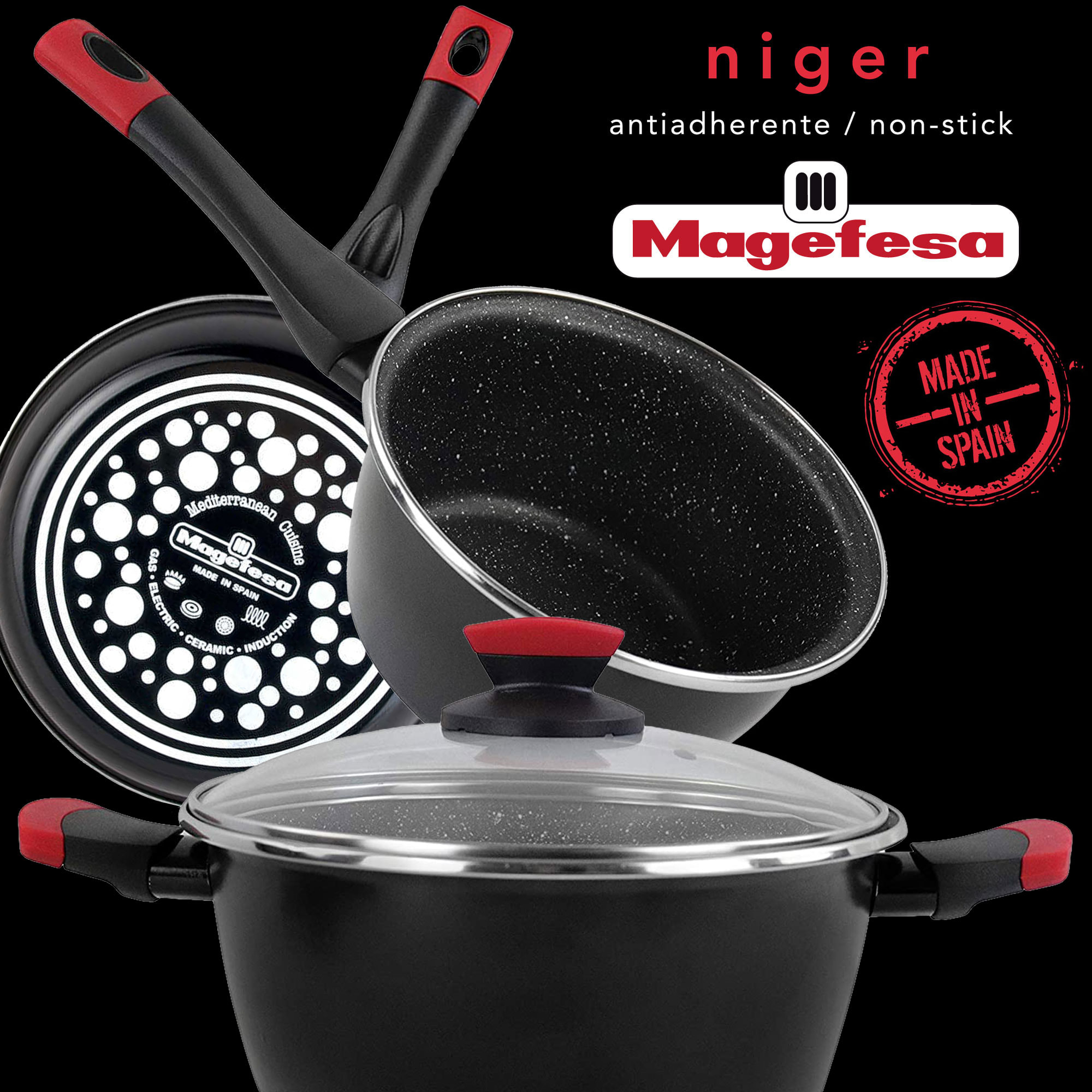 Magefesa colección Niger olla 28 en acero esmaltado vitrificado, apto inducción y lavavajillas