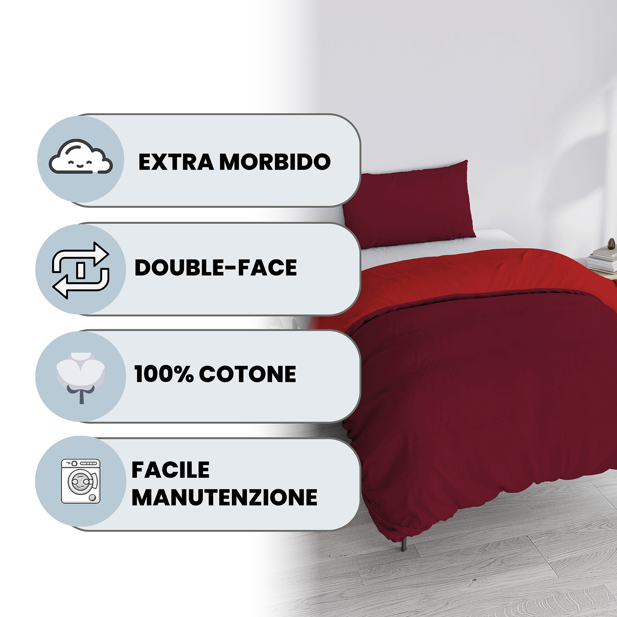 PARURE COPRIPIUMINO NATURAL COLOR PIAZZA E MEZZA - 100% COTONE MADE IN ITALY