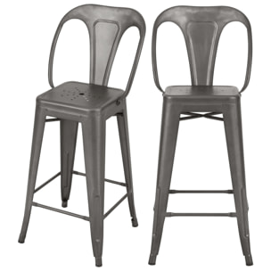 Lot de 2 chaises pour îlot central 67 cm en métal gris acier - Indus