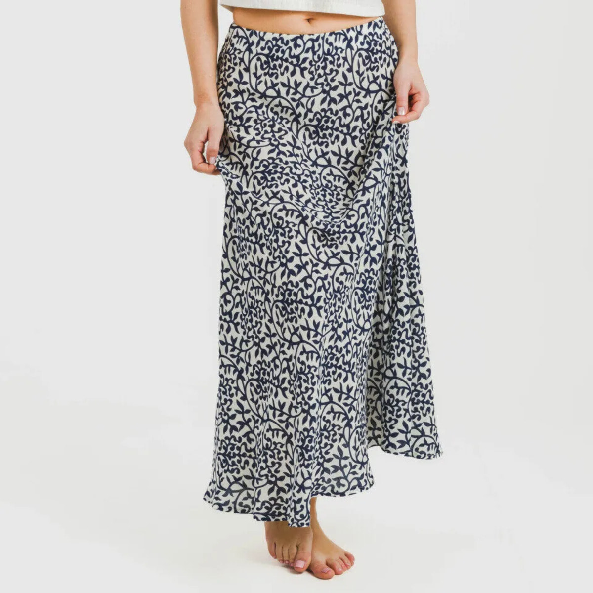 Falda midi viscosa bambula Aladero Azul