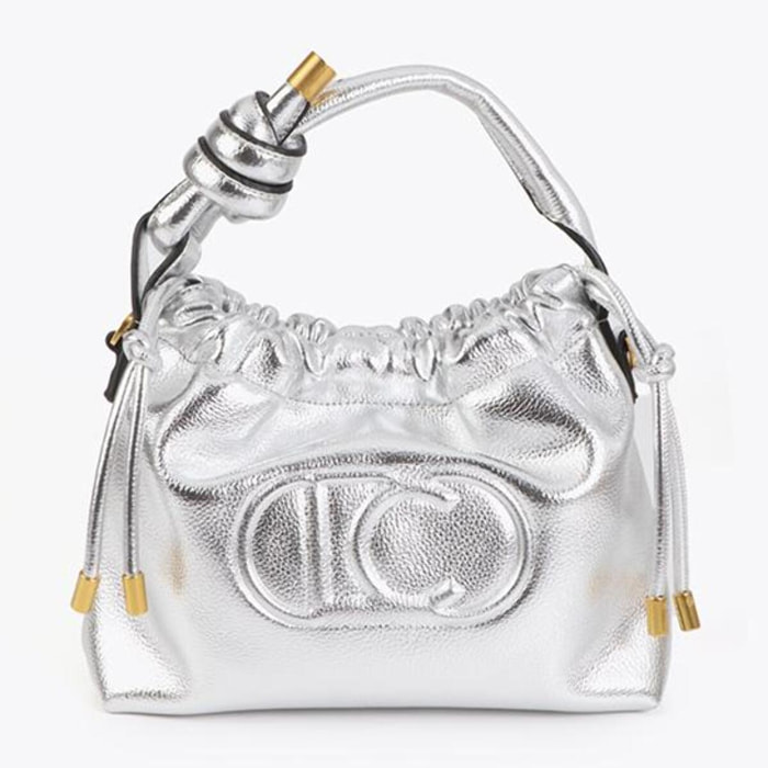 Piatto per caramelle dorato con logo ovale in rilievo