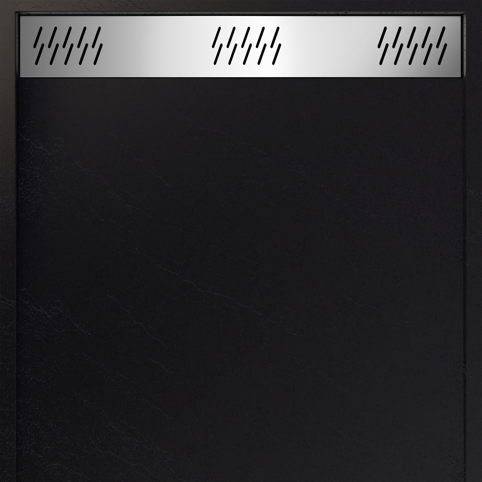 Receveur en acrylique Noir Effet Pierre 90x120x4 cm - Grille Linéaire Chrome - METEORA