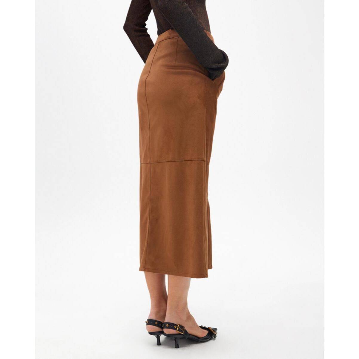 Gonna Midi di Pelle Sintetica a Tubino