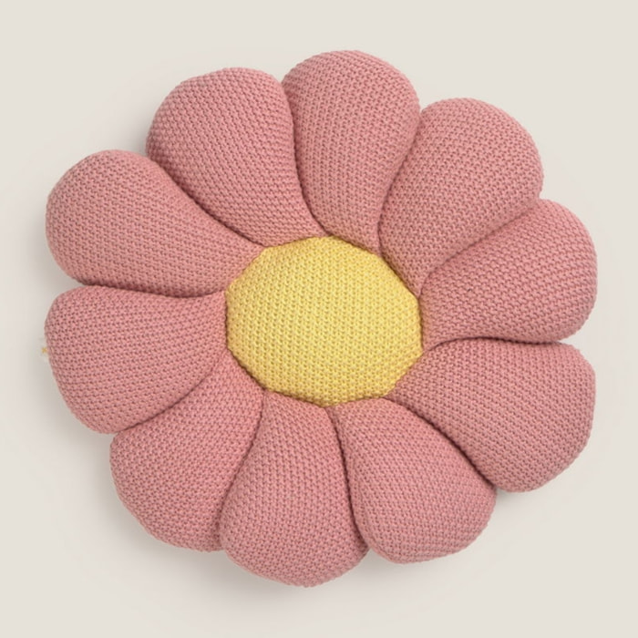 Cojín relleno en forma de flor Loliti color rosa Algodón orgánico