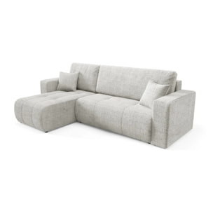 AURORE - Canapé d'angle gauche 3 places en tissu texturé gris