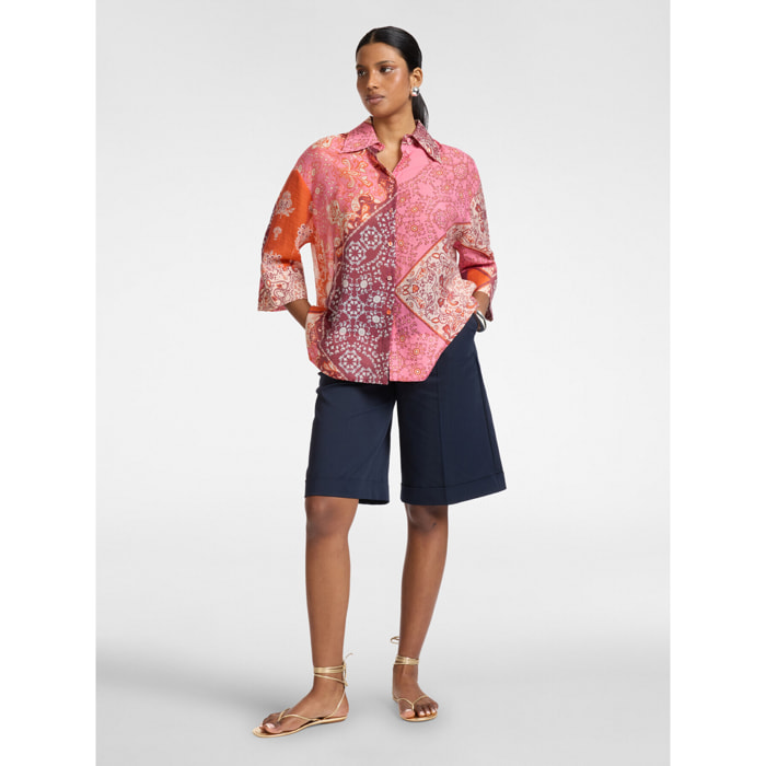 Elena Mirò - Pantaloni corti in misto cotone - Blu