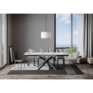 Table extensible 90x120/380 cm Famas Evolution Frêne Blanc cadre Anthracite