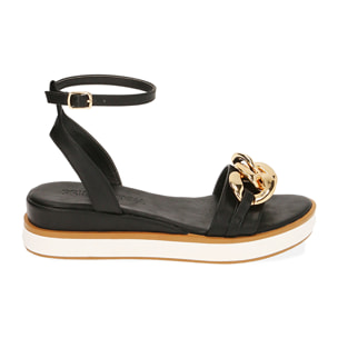 Sandali neri, zeppa 4,5 cm