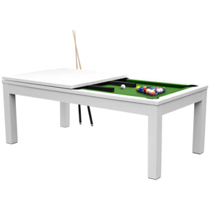 Table de billard convertible blanche tapis vert - Eddie