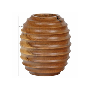 Vase décoratif H. 26 cm en bois de teck massif - BAZINE
