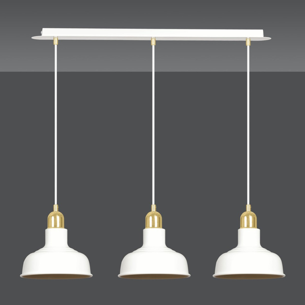 Lampada a sospensione IBOR in acciaio bianco e oro