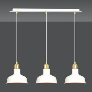 Lampada a sospensione IBOR in acciaio bianco e oro