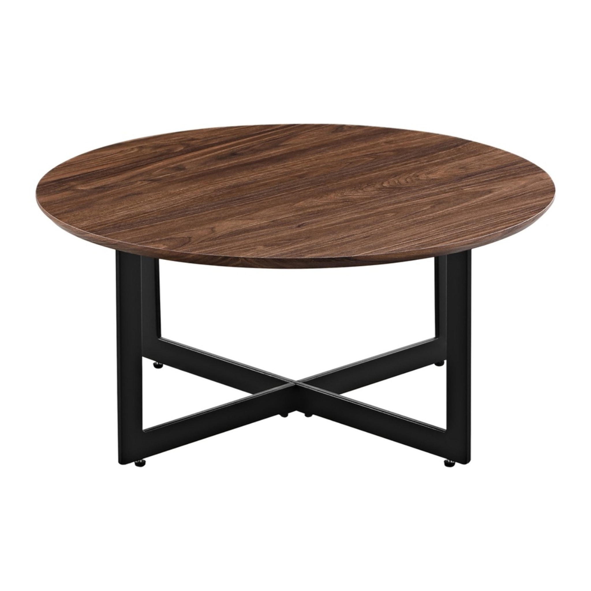 Tavolino basso da salotto noce con gambe nere 75x75x35 cm - Yara