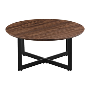 Tavolino basso da salotto noce con gambe nere 75x75x35 cm - Yara