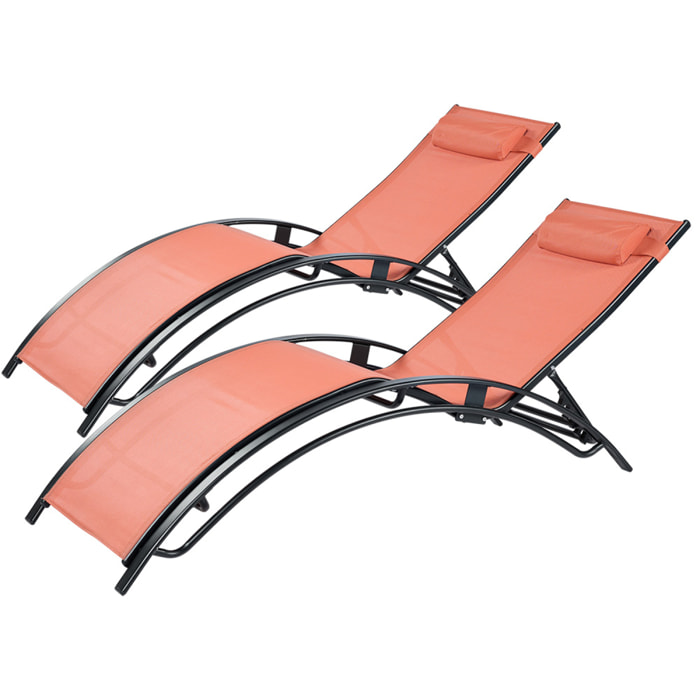 Lot de 2 transats ajustables noir et terracota MEDAN