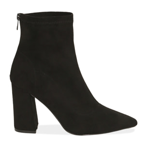 Botines negros de microfibra, tacón 9 cm.