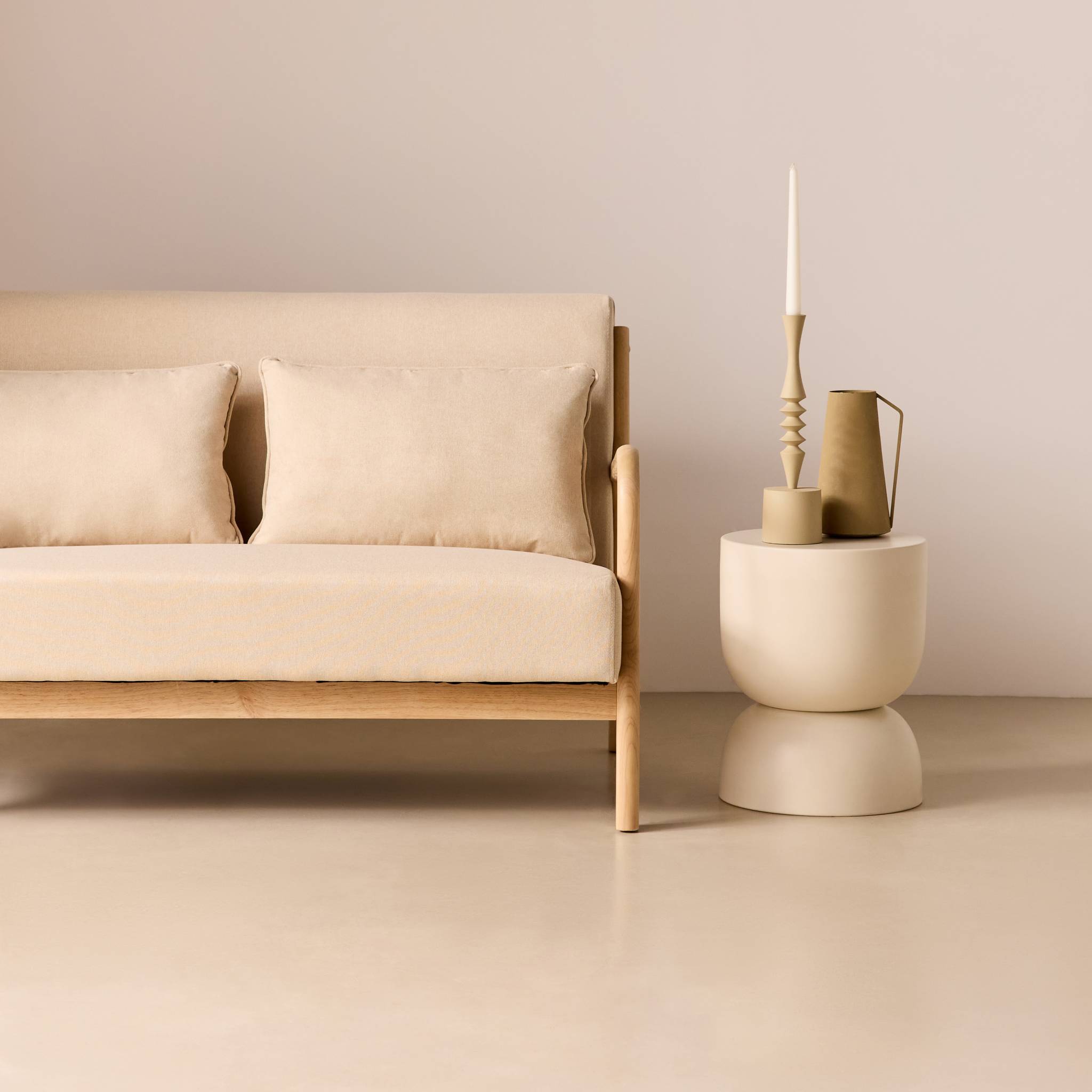 Banquette scandinave 2 places bois et tissu LORENS