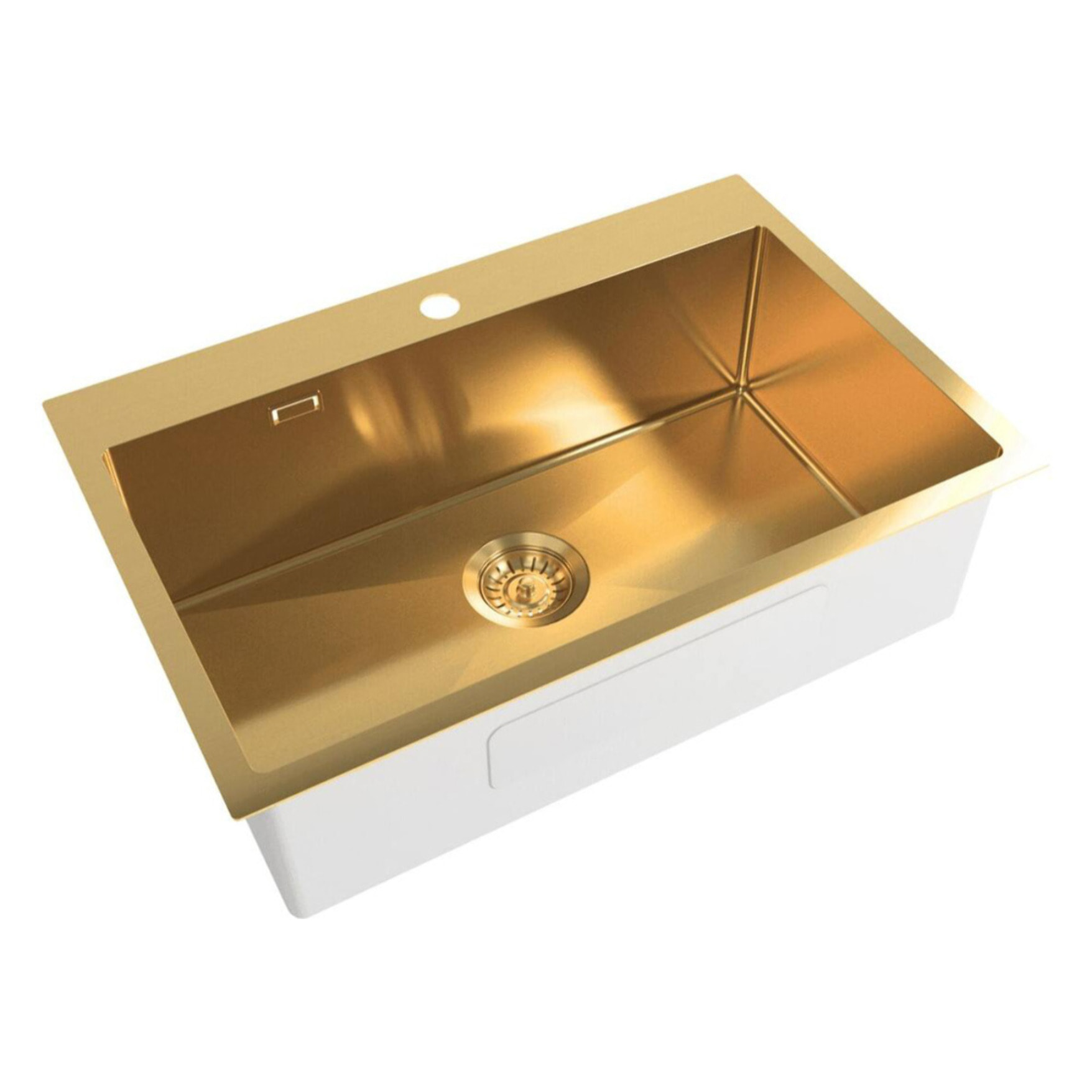 Swiss Aqua Technologies Aurum Évier de cuisine encastrable inox 304, 1 bac , 68x45x21 cm, Or brossé PVD