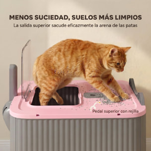 Arenero para Gatos Cubierto M, Caja de Arena para Gatos Medianos, Arenero con Tapa Abatible, Entrada Frontal, Salida Superior, Pala, Bolsas Desodorantes, Fácil de Limpiar, Antifugas, Rosa
