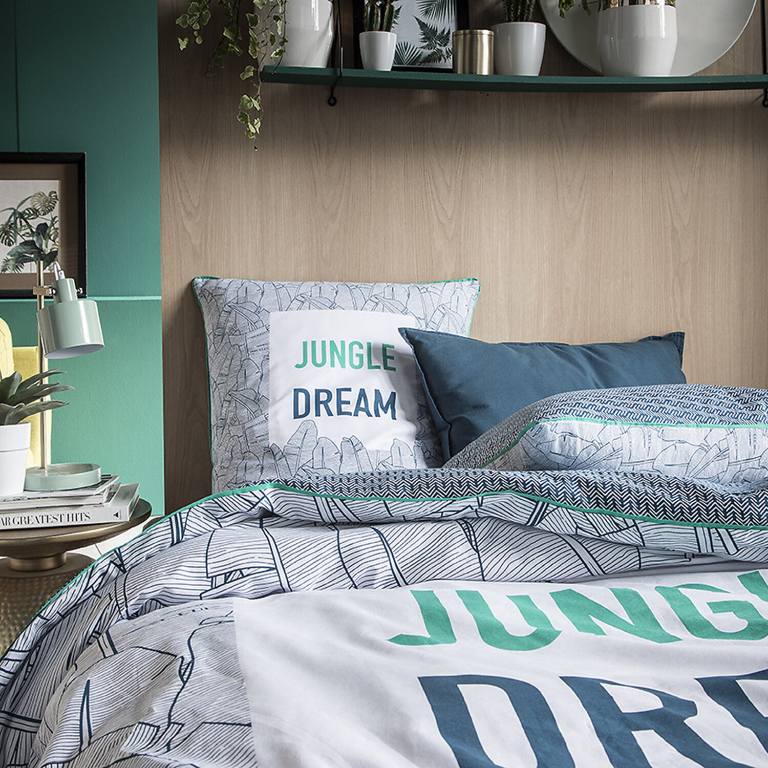 Parure housse de couette 100% coton 3pcs jungle dream