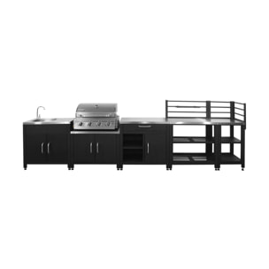 Cuisine extérieure 5 modules acier inoxydable avec barbecue gaz 4 brûleurs GRIMAUD 5 MODULES + BARBECUE GAZ