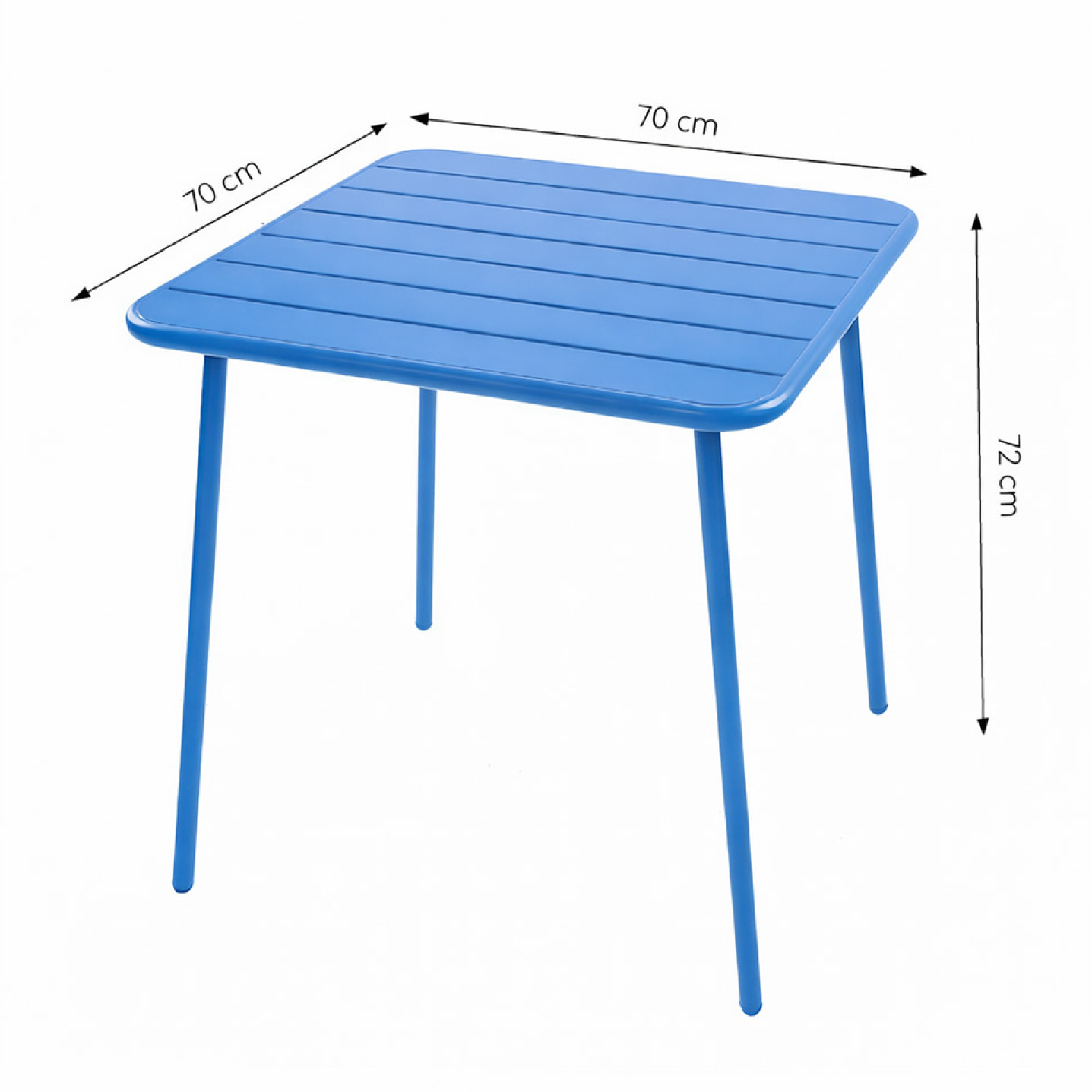 Ensemble table de jardin carrée et 4 chaises bleu EVORA