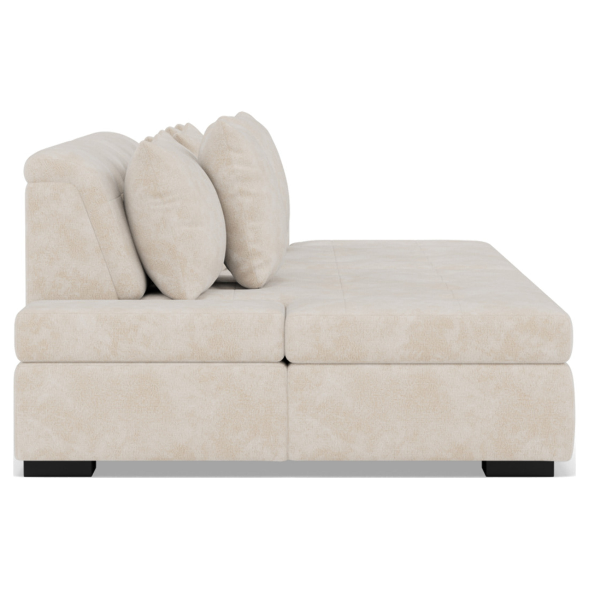 Vermont - canapé droit 4 places avec double méridienne - assise profonde - en velours texturé - Beige