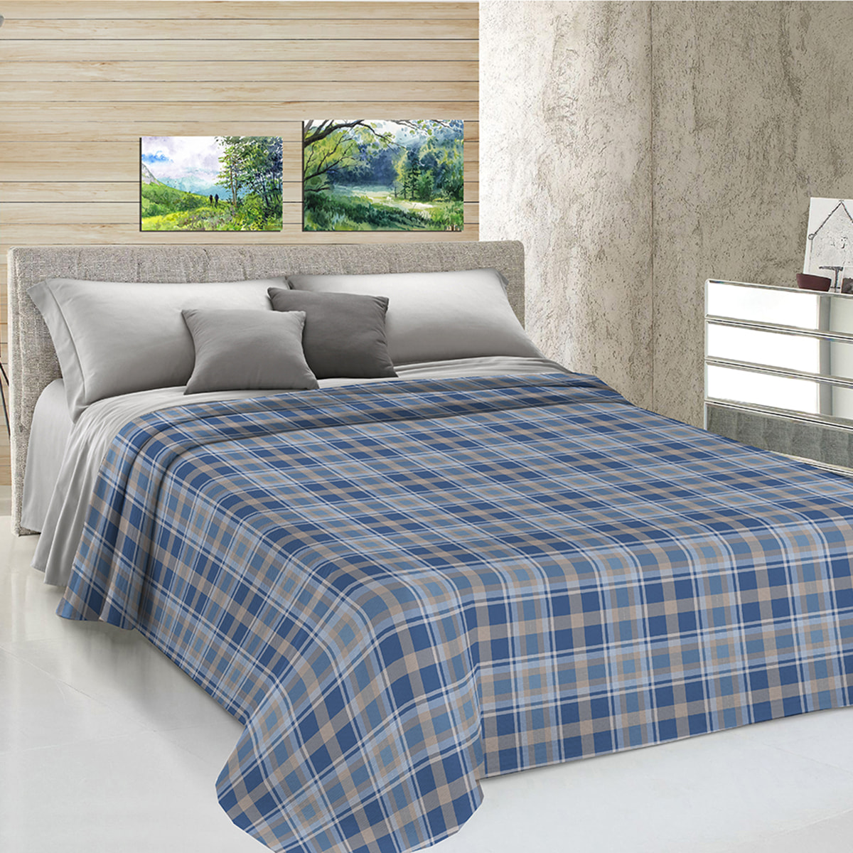 Copriletto di cotone ben blu 100% cotone