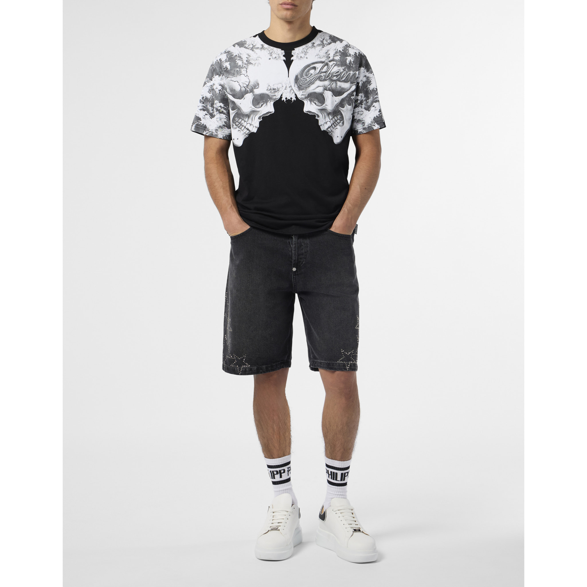 PHILIPP PLEIN Round Neck T-Shirt Ceramic Skulls