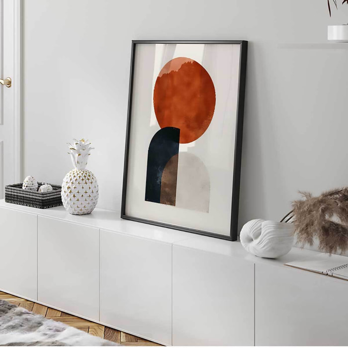Affiche encadrée formes abstraites terracotta Affiche + cadre en métal - Noir