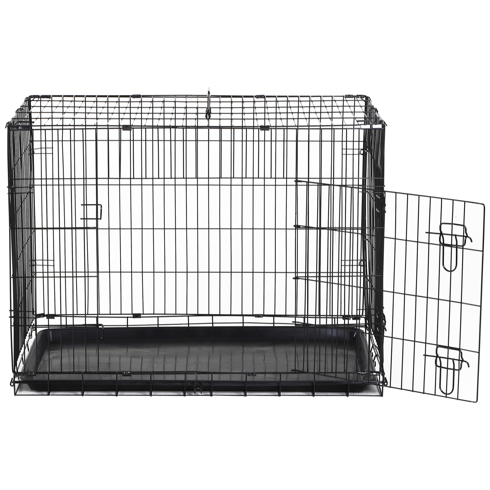 Cage caisse de transport pliante pour chien en métal noir 91 x 61 x 67 cm