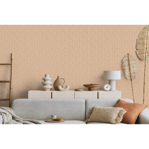 Papier peint effet vannerie tressée beige naturel