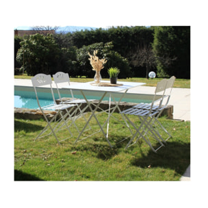 VENONE - Ensemble table et chaises de jardin - 4 places - Blanc