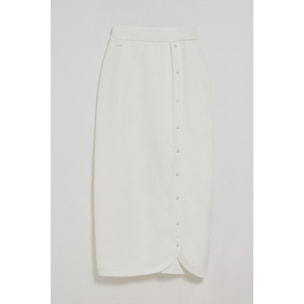 Gonna ecrù in filo con abbottonatura Manoban con dettaglio in madreperla