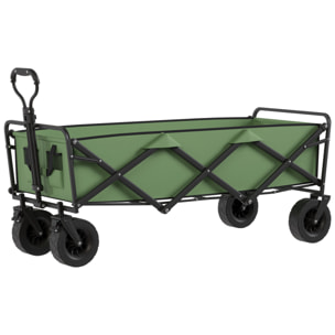 Chariot de jardin plage pliable 130L max. 250 Kg poignée telescopique