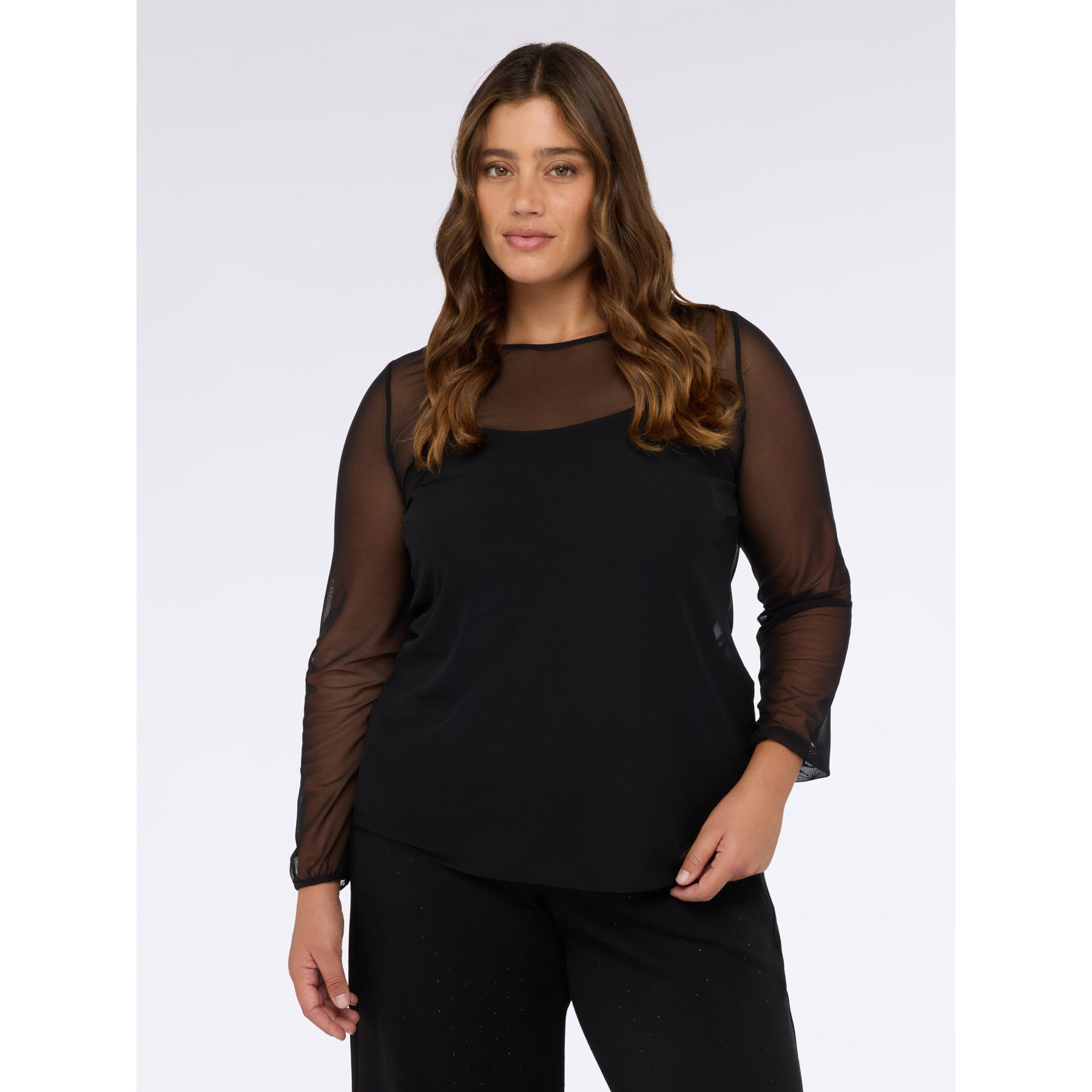 Fiorella Rubino - T-shirt in tulle trasparente - Nero